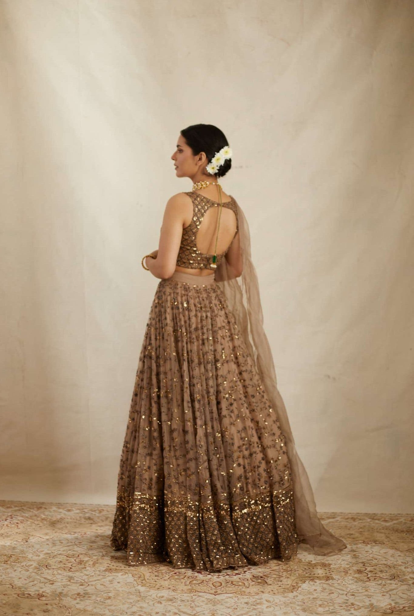 Party Wear Designer Brown Colored Lehenga Choli