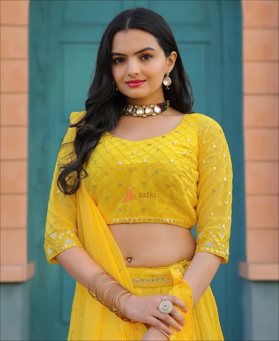 Party Wear Designer Georgette Sequence Work Lehenga choli