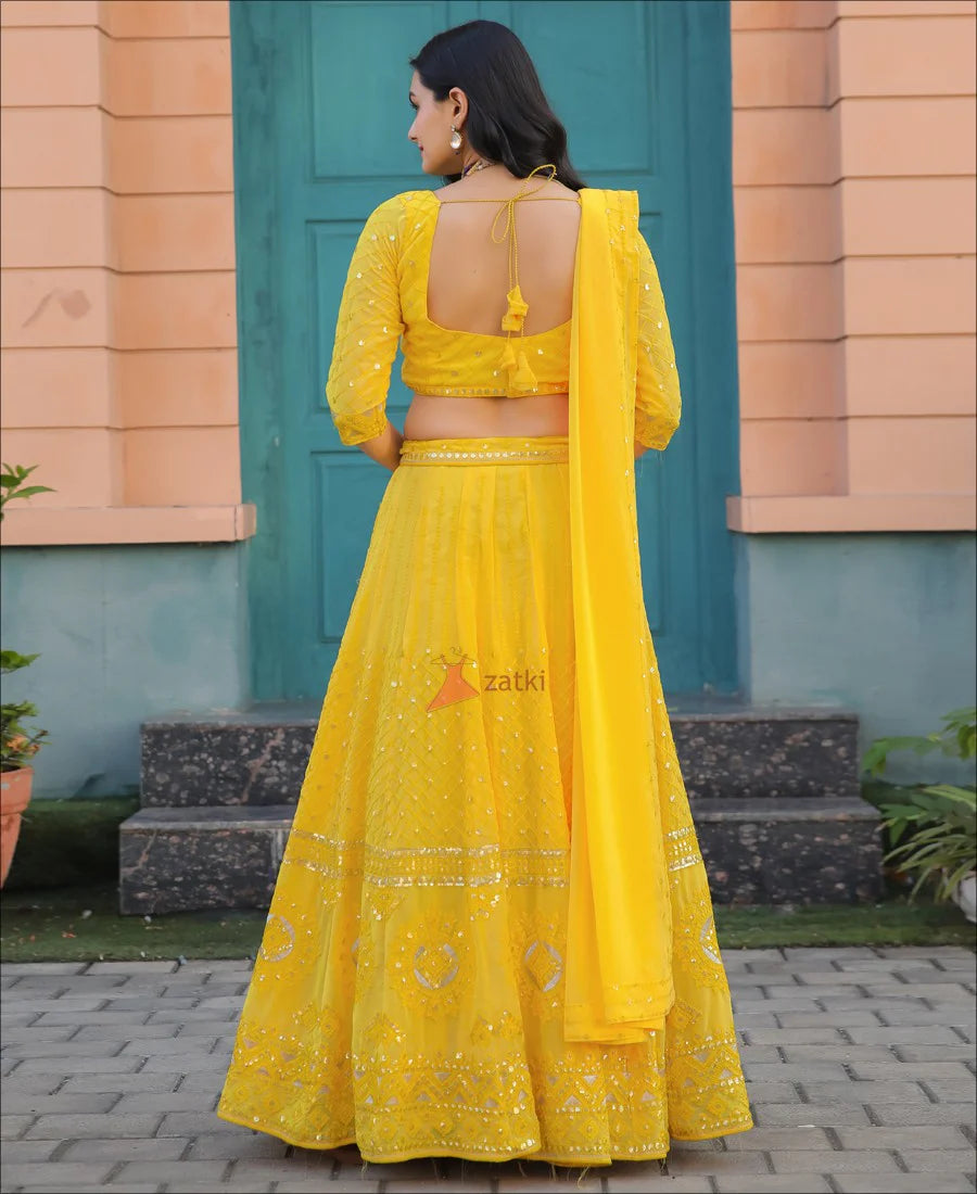 Party Wear Designer Georgette Sequence Work Lehenga choli