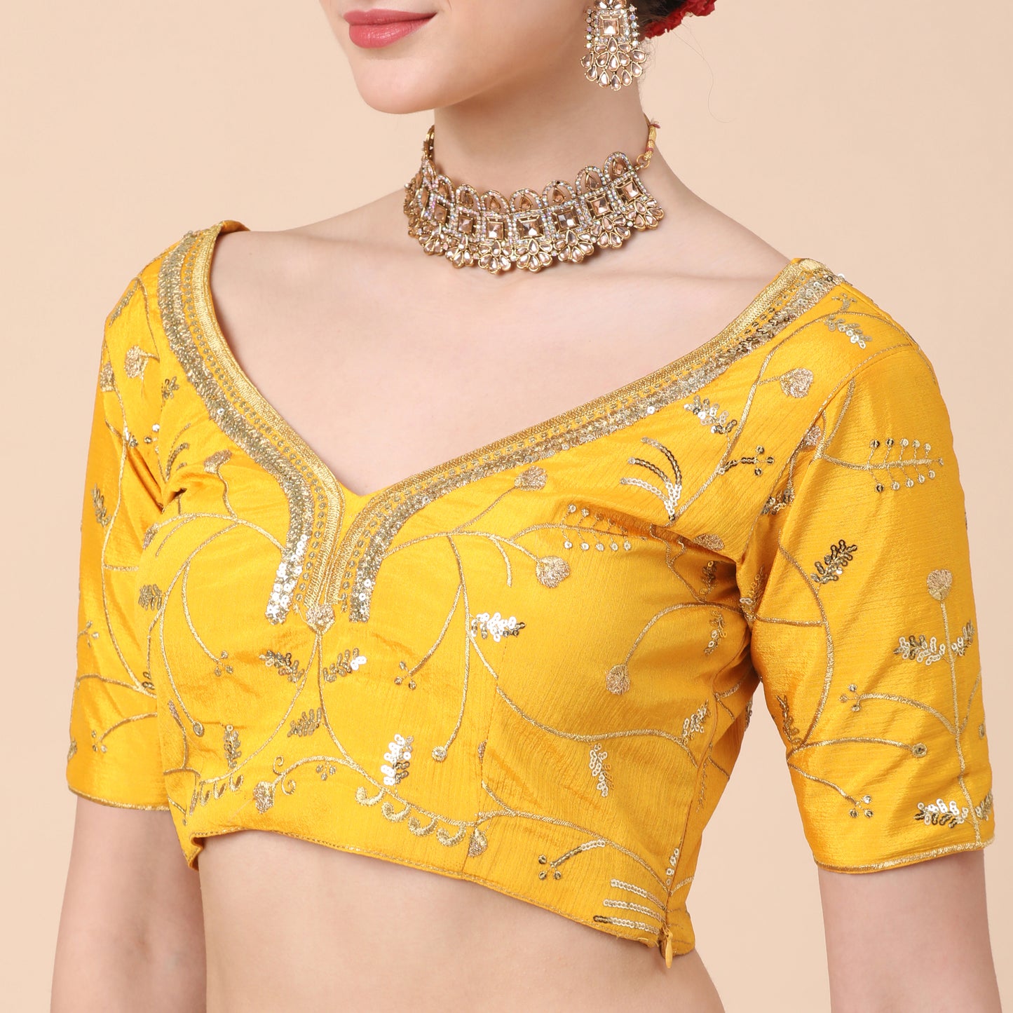 Yellow-White Party Wear Sequins Embroidered Satin Lehenga Choli