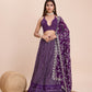 Wine Georgette Wedding A Line Lehenga Embroidered And Sequins Party Wear