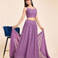 Lehenga With Choli And Dupatta In Lavender Georgette Embroidered Sequins Party Wear