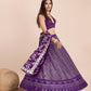 Wine Georgette Wedding A Line Lehenga Embroidered And Sequins Party Wear