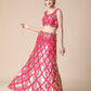 Rani Pink Embroidered Malai Satin Lehenga Choli for Parties