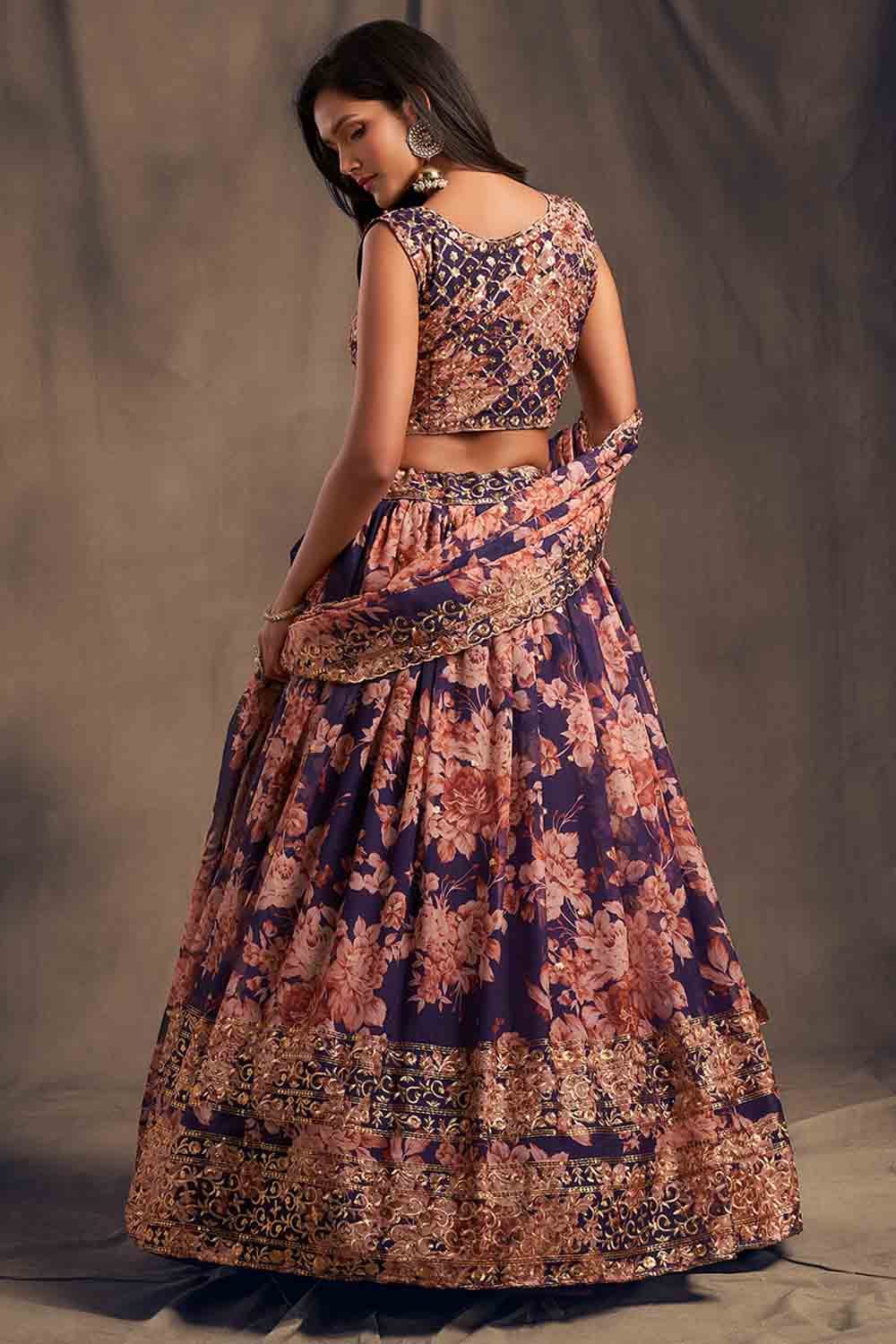 French Violet Lehenga Choli