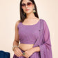 Lehenga With Choli And Dupatta In Lavender Georgette Embroidered Sequins Party Wear