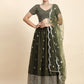 Embellished Thread Work Semi-Stitched Lehenga & Blouse With Dupatta