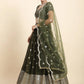 Embellished Thread Work Semi-Stitched Lehenga & Blouse With Dupatta