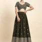 Embellished Thread Work Semi-Stitched Lehenga & Blouse With Dupatta