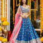 BLUE MULTI EMBROIDERED CHINON SILK LEHENGA CHOLI