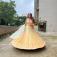 : YELLOW COLOR WITH MULTI COLOR THREAD EMBROIDERY WORK LEHENGACHOLI