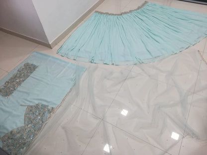 TURQUOISE COLOR  HEAVY QUALITY LEHENGA CHOLI