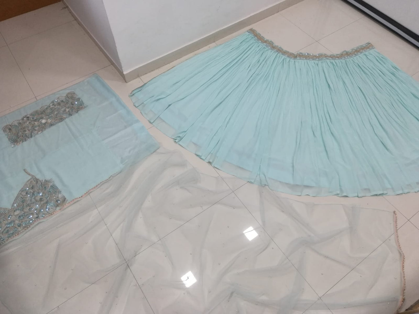 TURQUOISE COLOR  HEAVY QUALITY LEHENGA CHOLI
