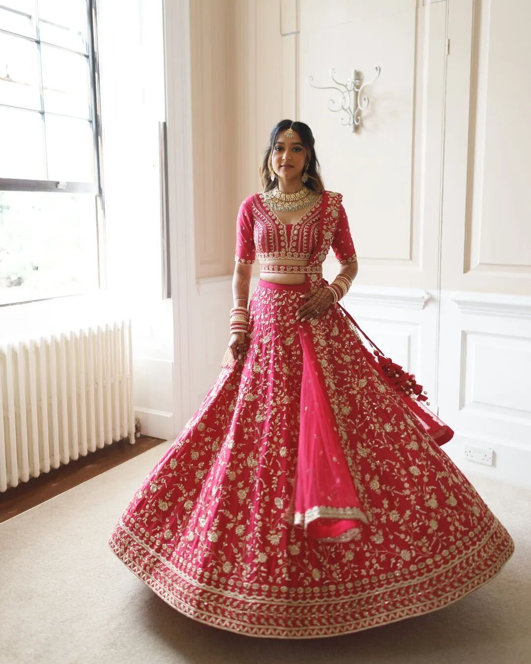 PINK ZARI AND SEQUINS EMBROIDERED MALAI SATIN SILK LEHENGA CHOLI