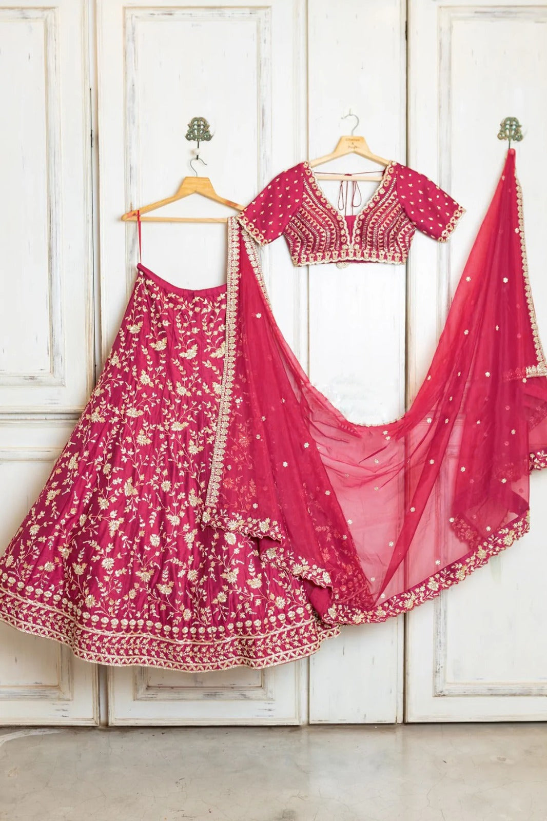 PINK ZARI AND SEQUINS EMBROIDERED MALAI SATIN SILK LEHENGA CHOLI