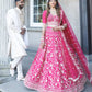 PINK ZARI AND SEQUINS EMBROIDERED MALAI SATIN SILK LEHENGA CHOLI