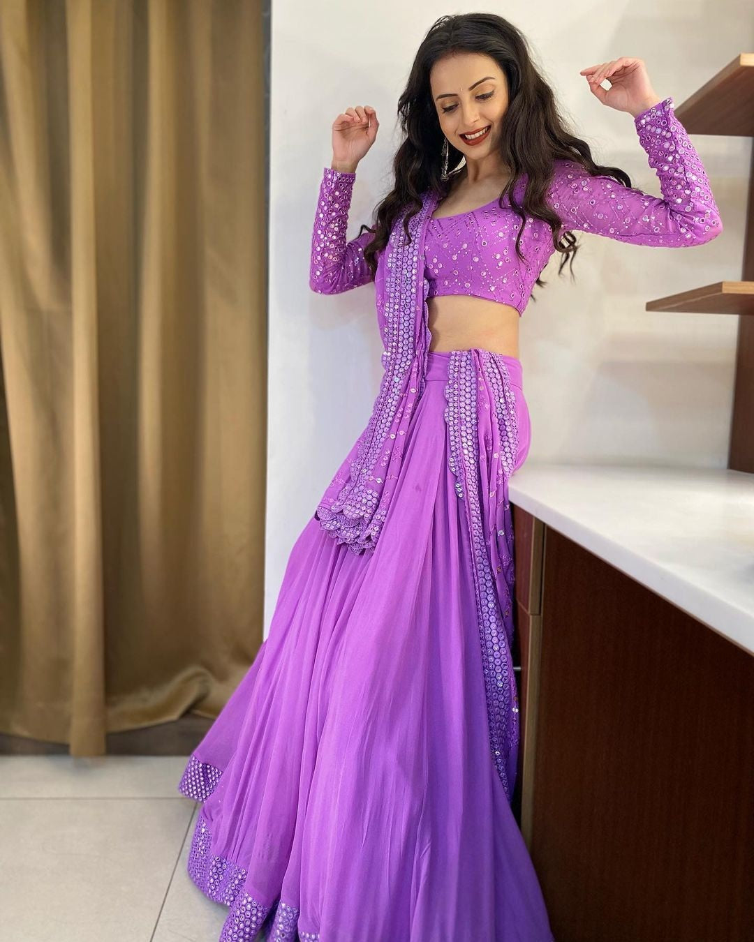 Lavender umbrella design trending lehenga Choli