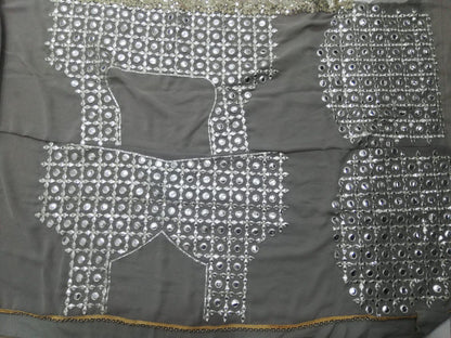 Fox Georgette Lehenga Choli Dupatta Set with Paper Mirror & Jari Work