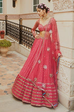 Buy Women Pink Sequin Embroidered Faux Georgette Lehenga