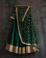 Sparkling Elegance: Embroidered Nylon Net Green Lehenga Choli