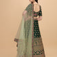 Green Satin Embroidered Elegant Lehenga Wedding Wear