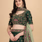 Green Satin Embroidered Elegant Lehenga Wedding Wear