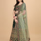 Green Satin Embroidered Elegant Lehenga Wedding Wear