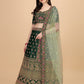 Green Satin Embroidered Elegant Lehenga Wedding Wear