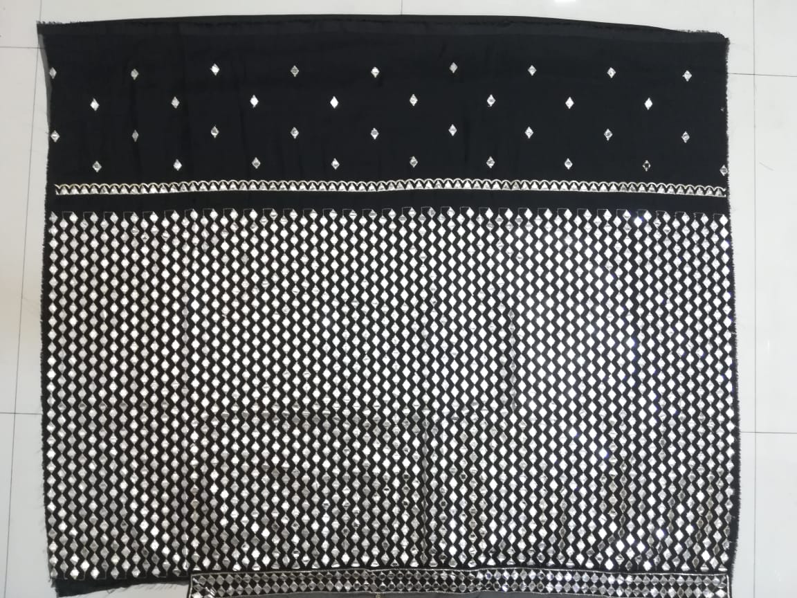 Black Linear Mirror Embroidered Lehenga Set