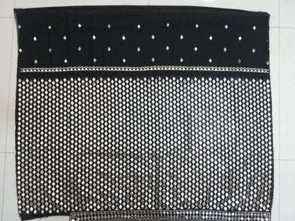 Black Linear Mirror Embroidered Lehenga Set