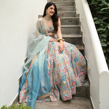 Gray Color Designer Trendy Party Wear Lehenga Choli
