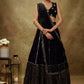 Black Viscose Georgette Gota & Mirror Embroidered Lehenga Set