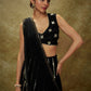 Black Viscose Georgette Gota & Mirror Embroidered Lehenga Set