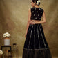 Black Viscose Georgette Gota & Mirror Embroidered Lehenga Set