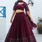 Wine Berry Colored Faux Georgette Party Wear Lehenga Choli