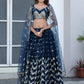 Deep Sea Blue Color Net Sequence Work Lehenga choli