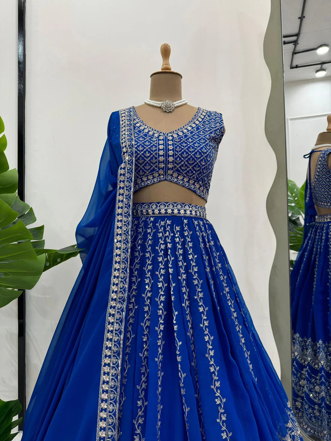 Mesmerizing Blue Georgette Sequence & Thread Work Lehenga Choli