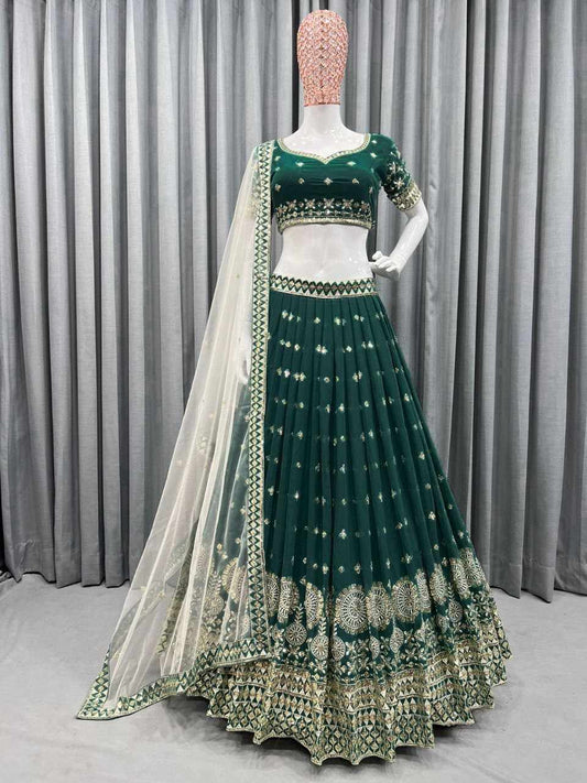 Wedding Wear GREEN LATA FASHIONABLE LEHENGHA CHOLI