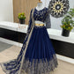 Navy Blue Georgette With Embroidery Work Wedding Lehenga Choli