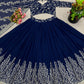 Navy Blue Georgette With Embroidery Work Wedding Lehenga Choli