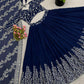 Navy Blue Georgette With Embroidery Work Wedding Lehenga Choli