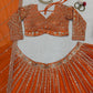 Indian Wedding Wear Orange Lengha Choli in Sequins Embroidered work Sabyasachi Lehenga