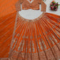 Indian Wedding Wear Orange Lengha Choli in Sequins Embroidered work Sabyasachi Lehenga