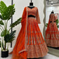 Indian Wedding Wear Orange Lengha Choli in Sequins Embroidered work Sabyasachi Lehenga