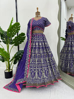 Embroidered Georgette Lehenga With Blouse And Dupatta