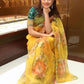 YELLOW SOFT KHADI ORGANZA FLORAL DIGITALSAREE