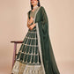 Green Faux Georgette Lehenga With Choli And Dupatta Embroidered Sequins Party Wear