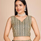 Green Faux Georgette Lehenga With Choli And Dupatta Embroidered Sequins Party Wear