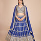 Blue Embroidered Georgette Lehenga