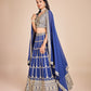 Blue Embroidered Georgette Lehenga